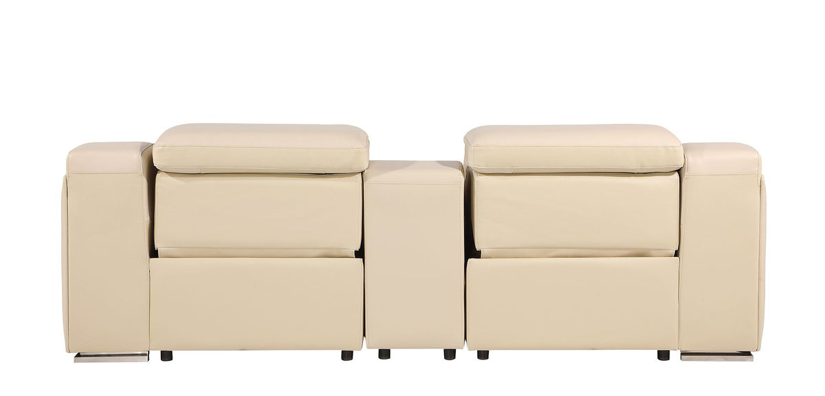 1116 Divanitalia 3-Piece Modular Power Reclining Console Loveseat in Top Grain Italian Leather with 2 Power Recliners & Power Headrests - Beige - SKU 1116-BEIGE-3.2-HT - view 6