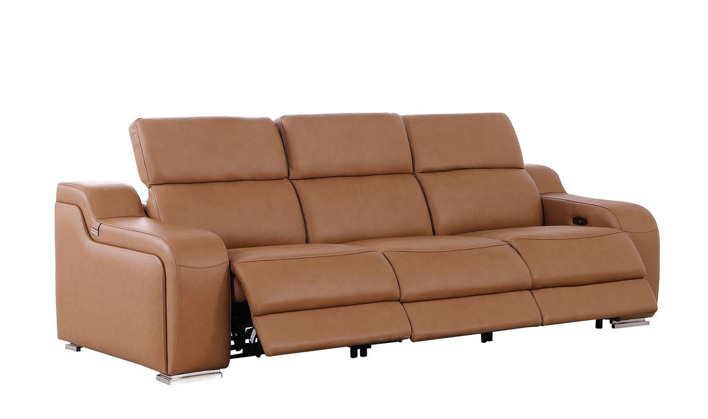 1116 Divanitalia 3-Piece Modular Power Reclining Sofa in Top Grain Italian Leather with 3 Power Recliners & Power Headrests