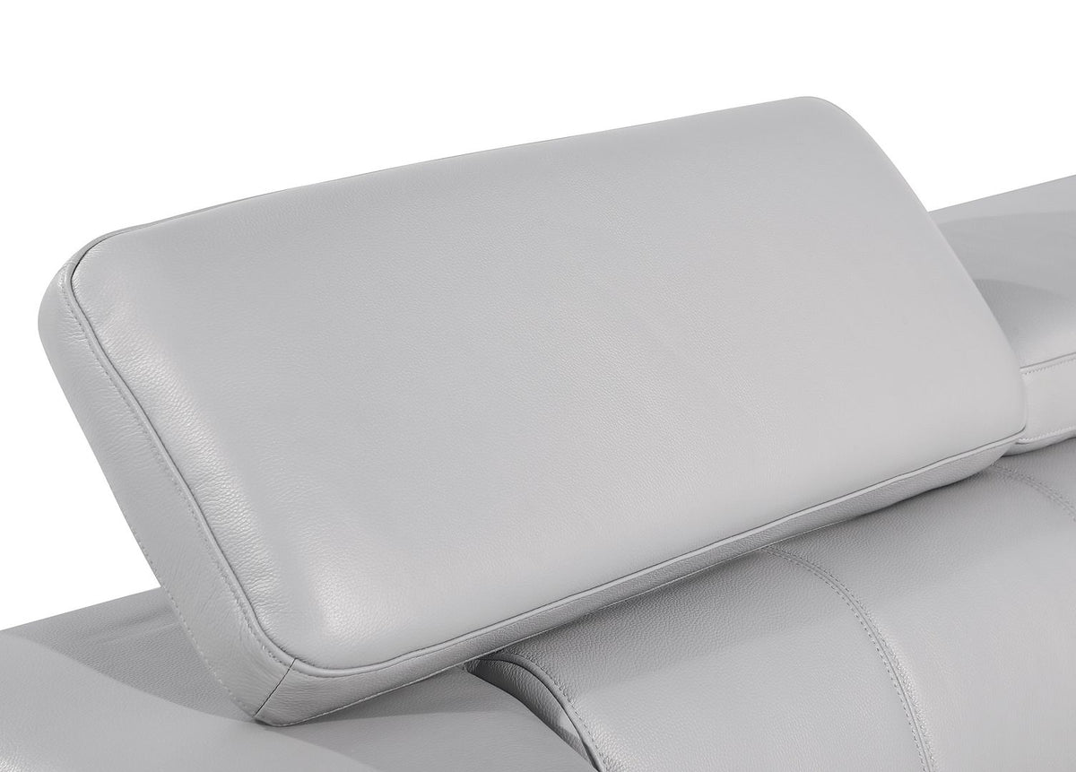 415 Divanitalia Chair with Adjustable Headrest in Top-grain Italian Leather - Light Grey - SKU 415-CH-LIGHT GRAY - view 8