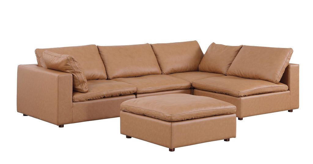 1100 Divanitalia 5-Piece Left Arm Facing 4-Seat Sectional Sofa - Top-grain Italian Leather