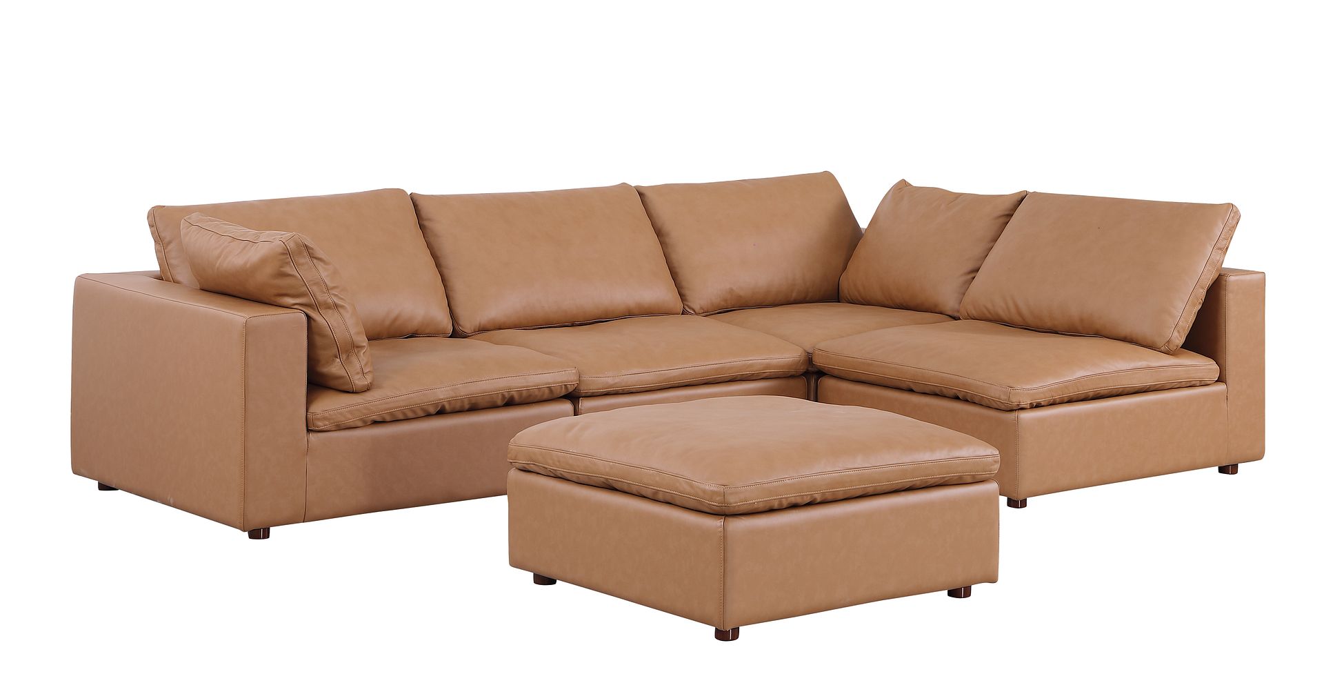 1100 Divanitalia 5-Piece Left Arm Facing 4-Seat Sectional Sofa - Top-grain Italian Leather