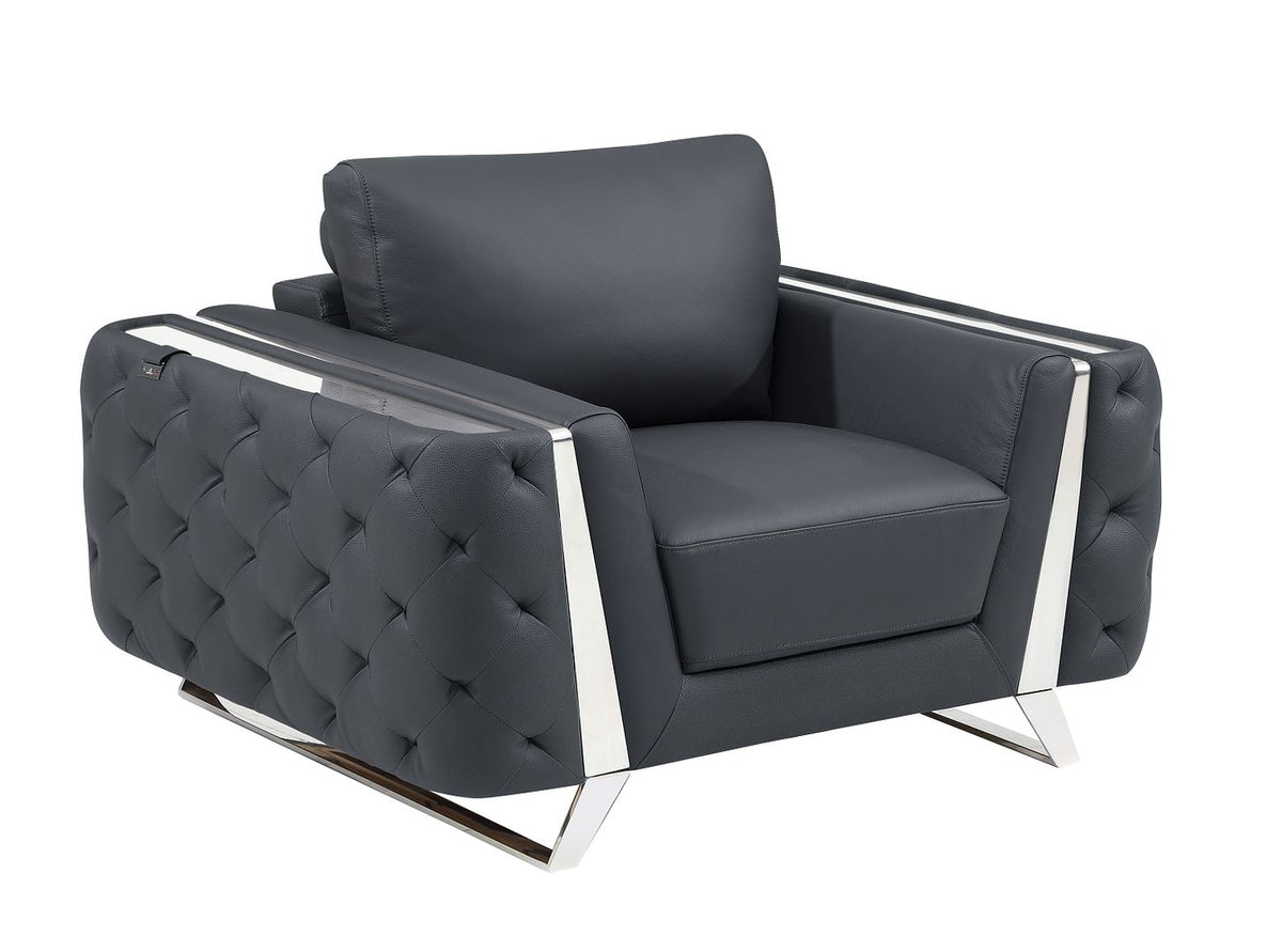 1050 Divanitalia Chair in Top-grain Italian Leather - Dark Grey - SKU 1050-DK-GRAY-CH - view 2
