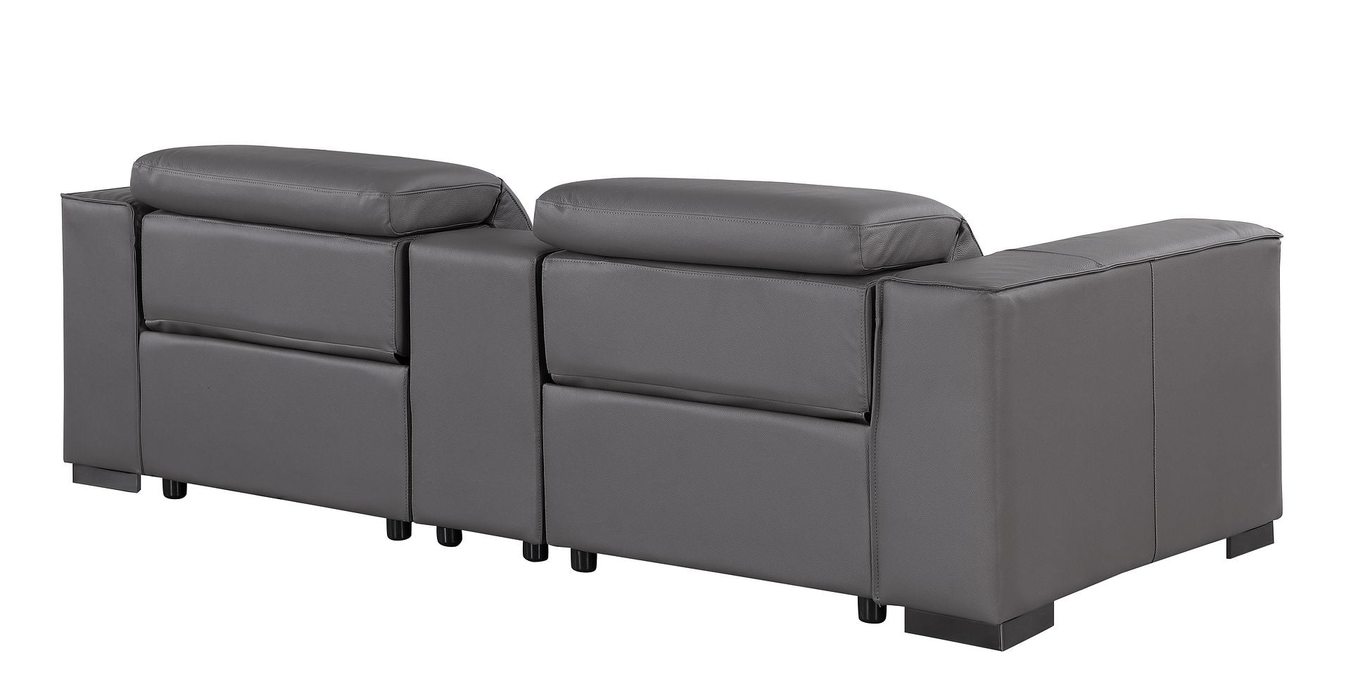 1208 Genuine Leather Dual Power Reclining Console Loveseat