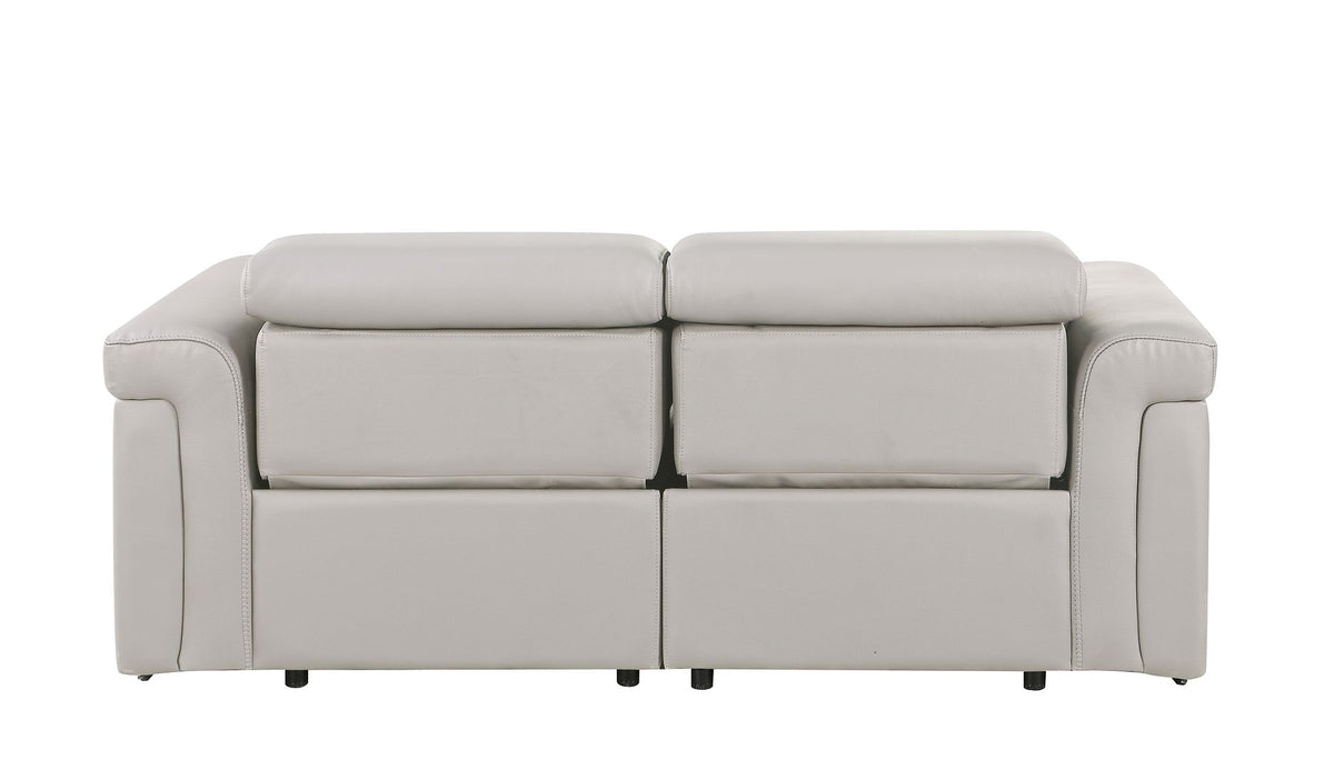 1126 Divanitalia 2-Piece Modular Power Reclining Loveseat in Top Grain Italian Leather with 2 Power Recliners & Power Headrests - Light Grey - SKU 1126-LT_GREY-2.2-HT - view 7