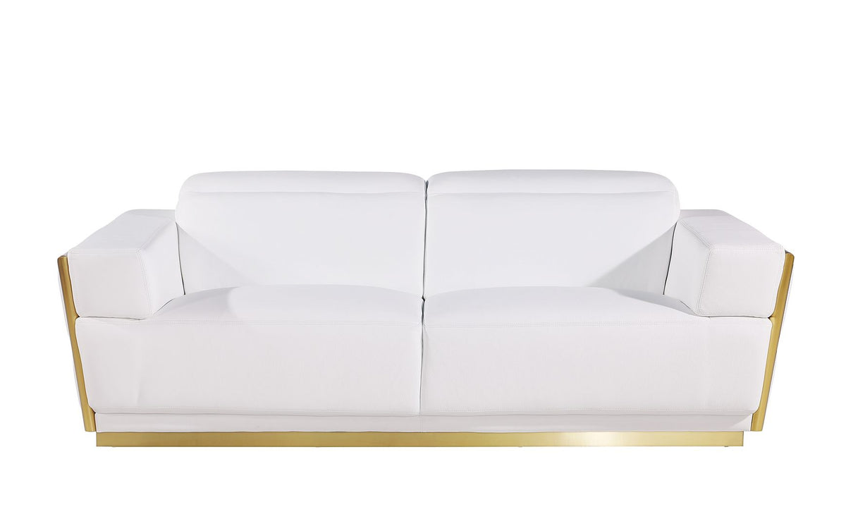 1111 Divanitalia 2-Piece Sofa Set with Adjustable Headrest in Top-grain Italian Leather - White - SKU 1111-WHITE-2PC - view 3