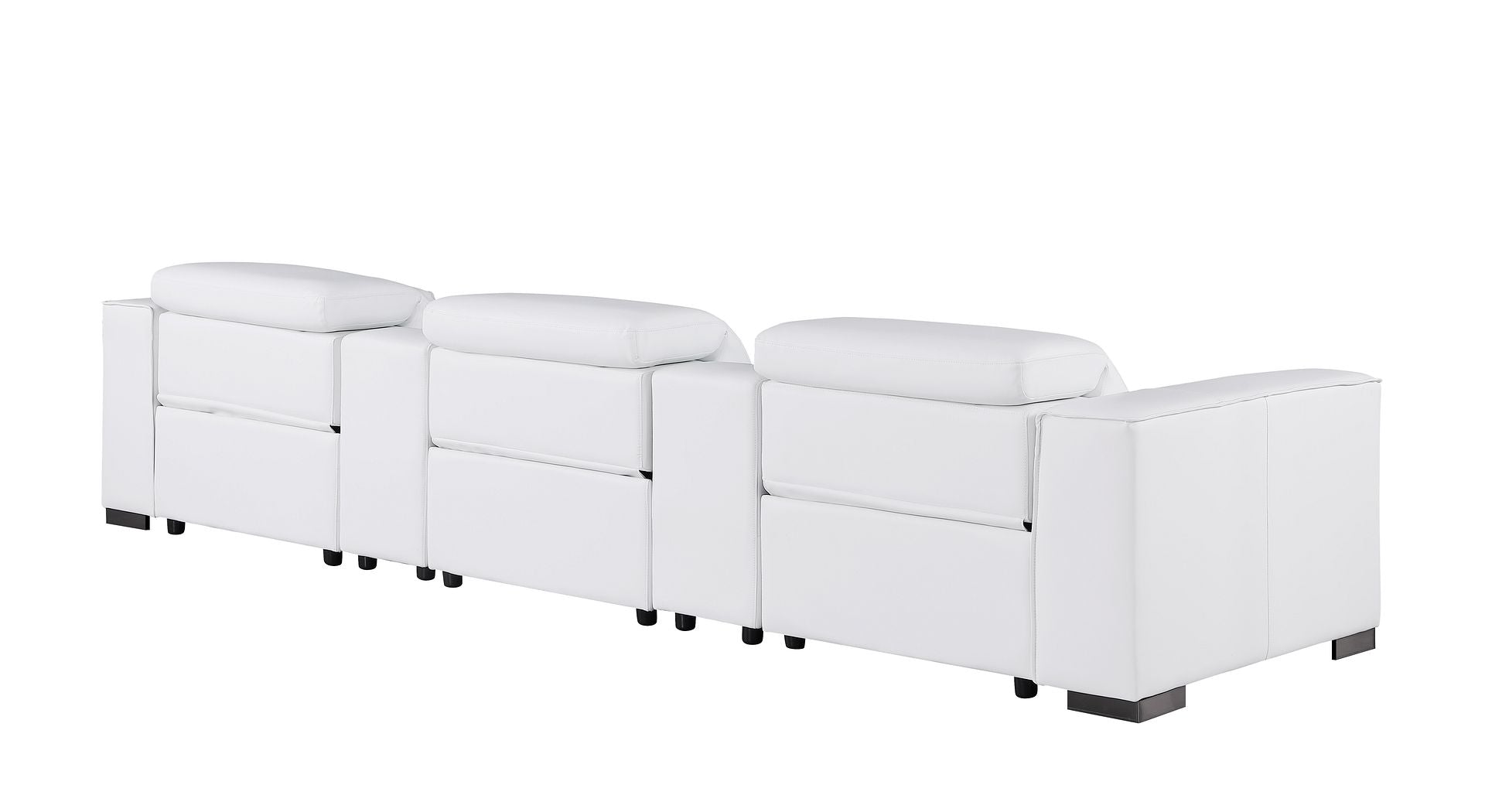 1208 Leather Sofa with 3 Power Recliners and Two Storage Consoles