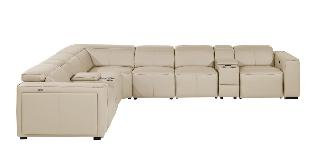 1224 Divanitalia 8-Piece L-Shaped Sectional Sofa in Top Grain Italian Leather with 4 Power Recliners & Power Headrests
