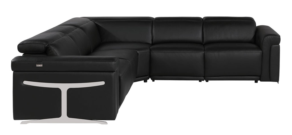 1126 Divanitalia 5-Piece L-Shaped Sectional Sofa in Top Grain Italian Leather with 3 Power Recliners & Power Headrests - Black - SKU 1126-BLACK-SEC-5PC-3PWR-SECTIONAL- GROUP - view 4