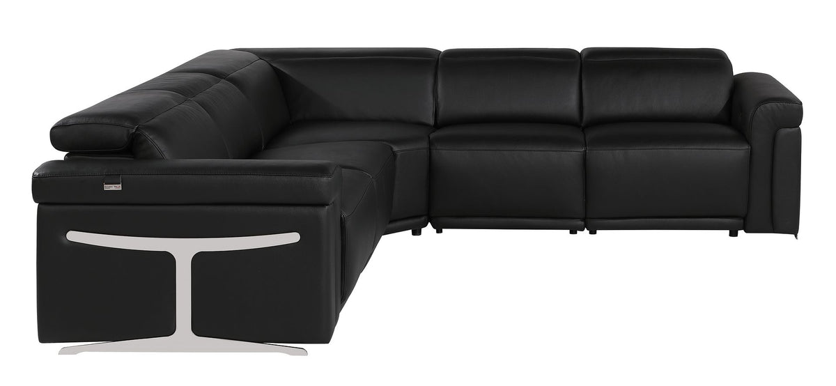 1126 Divanitalia 5-Piece L-Shaped Sectional Sofa in Top Grain Italian Leather with 3 Power Recliners & Power Headrests - Black - SKU 1126-BLACK-SEC-5PC-3PWR-SECTIONAL- GROUP - view 4