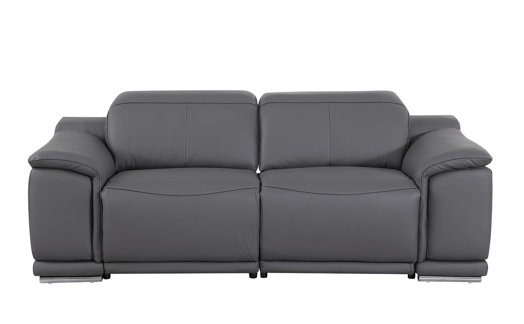 9762 Divanitalia 2-Piece Modular Power Reclining Console with 2 Power Recliners in Top Grain Italian Leather