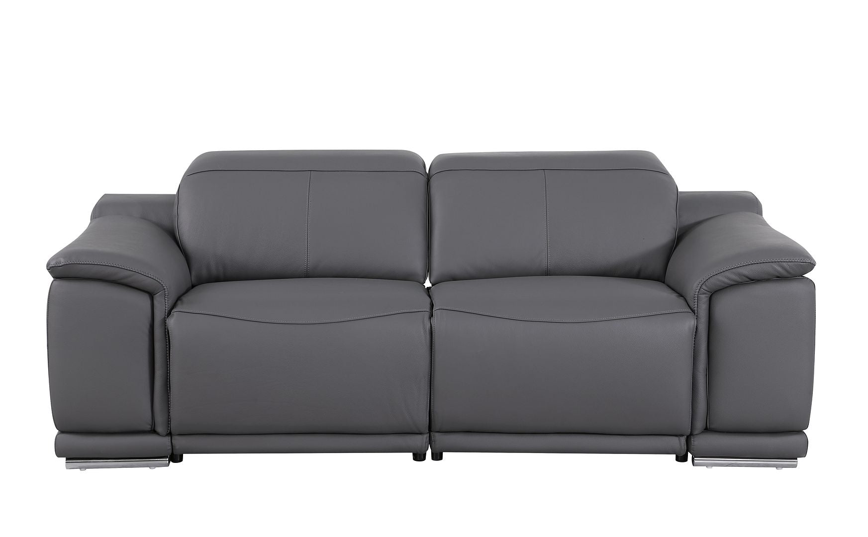 9762 Divanitalia 2-Piece Modular Power Reclining Console with 2 Power Recliners in Top Grain Italian Leather