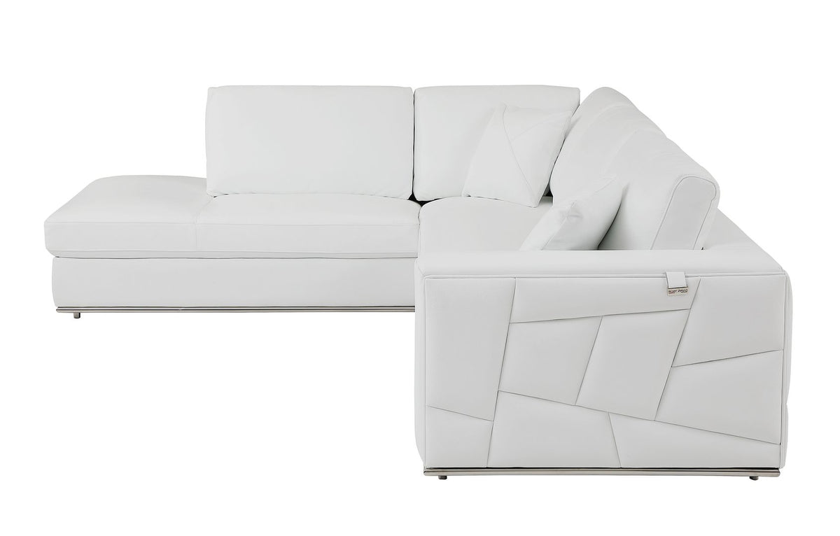 998 Divanitalia Cream Left Arm Facing Sectional Sofa in Top-grain Italian Leather - White - SKU 998-Sectional-LAF-CHAISE-WHITE - view 2