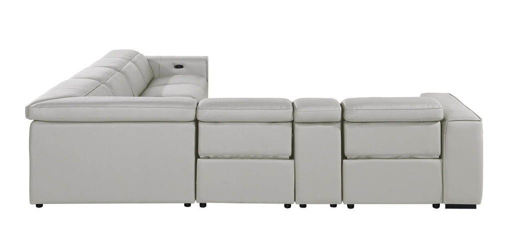 1224 Divanitalia 7-Piece L-Shaped Sectional Sofa in Top Grain Italian Leather with 4 Power Recliners & Power Headrests