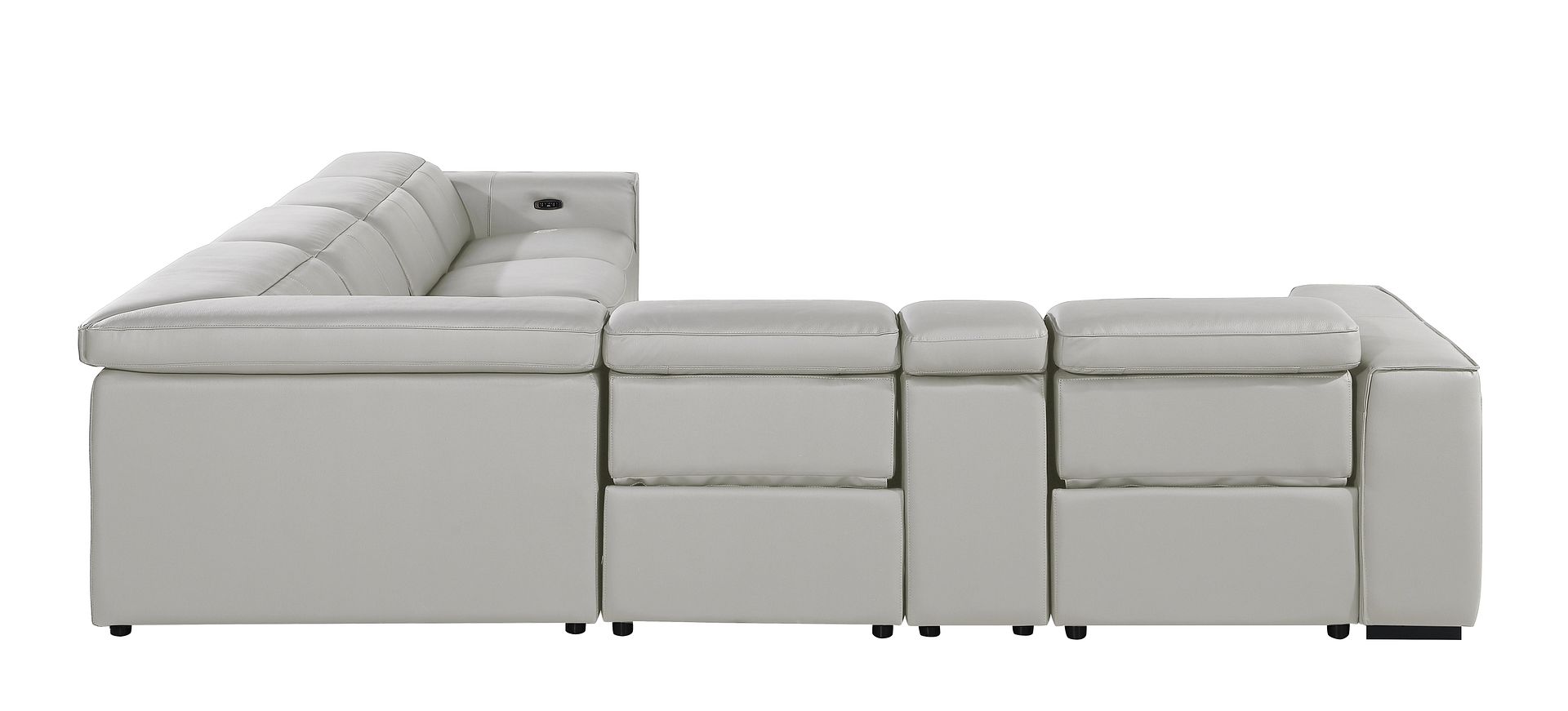 1224 Divanitalia 7-Piece L-Shaped Sectional Sofa in Top Grain Italian Leather with 4 Power Recliners & Power Headrests