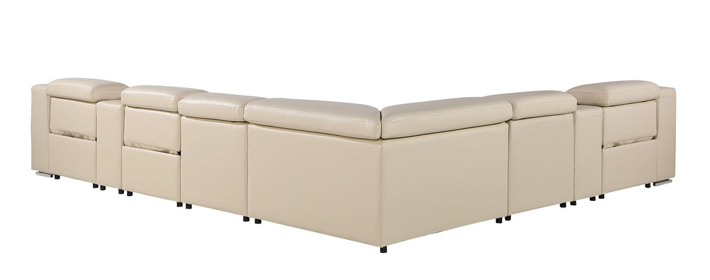 1116 Divanitalia 8-Piece L-Shaped Sectional Sofa in Top Grain Italian Leather with 3 Power Recliners & Power Headrests - Beige - SKU 1116-BEIGE-8PC-3PWR-SECTIONAL- GROUP - view 6