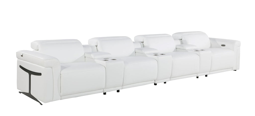 1126 Divanitalia 7-Piece Modular Power Reclining Sofa in Top Grain Italian Leather with 4 Power Recliners & Power Headrests - White - SKU 1126-WHITE-7.4-HT - view 4