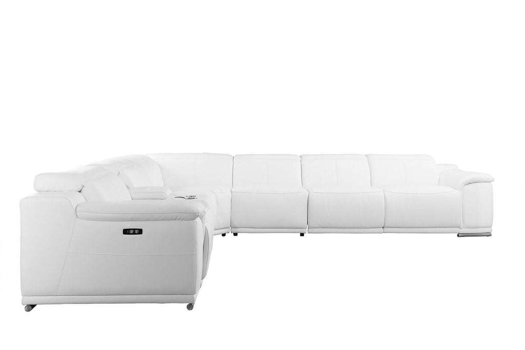 9762 Divanitalia 8-Piece L-Shaped Top Grain Italian Leather Sectional Sofa with 3 Power Recliners