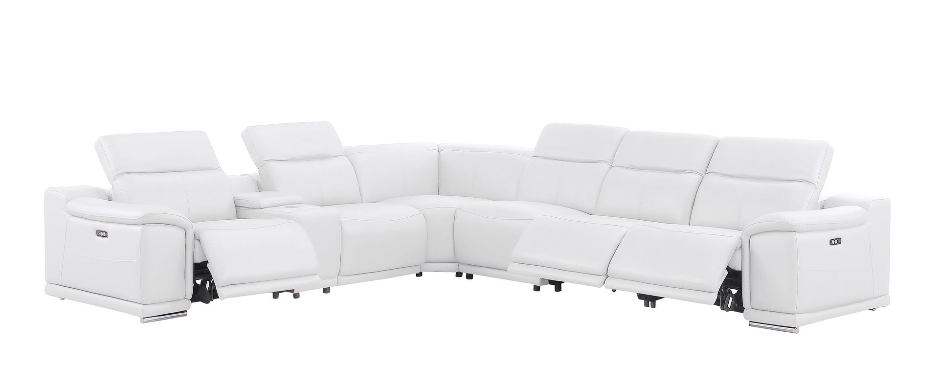 2679 7-Piece L-Shaped Power Reclining Sectional Sofa in Genuine Leather - 3 Recliners