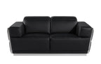 1111 Divanitalia 2-Piece Sofa Set with Adjustable Headrest in Top-grain Italian Leather - Black - SKU 1111-BLACK-2PC - view 6