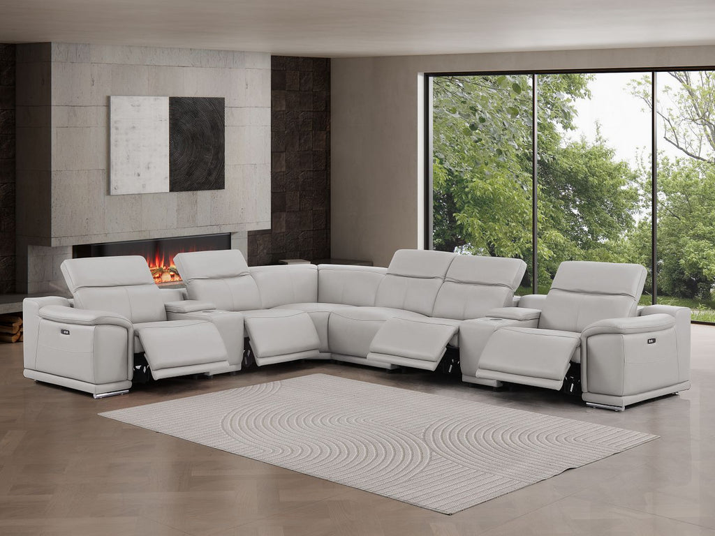 2679 8-Piece L-Shaped Power Reclining Sectional Sofa in Genuine Leather - 4 Recliners