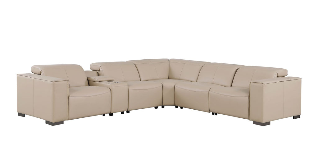 1208 6-Piece L-Shaped Leather Reclining Sectional Sofa with 3 Power Recliners