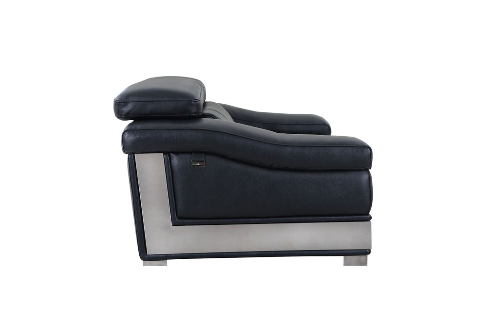 415 Divanitalia 2-Piece Sofa Set with Adjustable Headrest in Top-grain Italian Leather - Black - SKU 415- BLACK 2PC (S/L) - GROUP - view 9