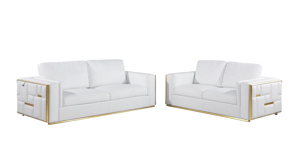 1130 Divanitalia 2-Piece Sofa Set in Top-grain Italian Leather - White - SKU 1130-WHITE-2PC - view 2