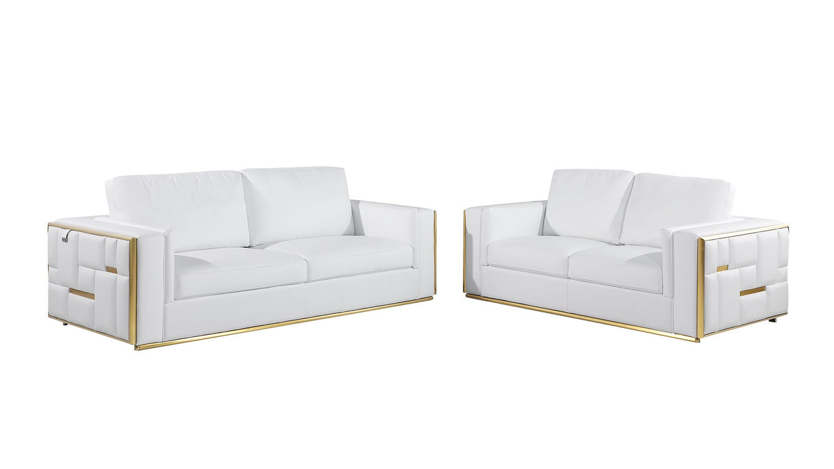 1130 Divanitalia 2-Piece Sofa Set in Top-grain Italian Leather - White - SKU 1130-WHITE-2PC - view 2