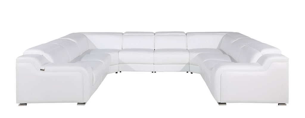 1116 Divanitalia 8-Piece U-Shaped Sectional Sofa in Top Grain Italian Leather with 4 Power Recliners & Power Headrests - White - SKU 1116-WHITE-8PC-4PWR-U-NC-SECTIONAL-GROUP - view 3