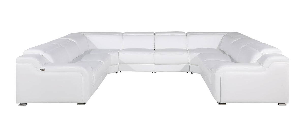 1116 Divanitalia 8-Piece U-Shaped Sectional Sofa in Top Grain Italian Leather with 4 Power Recliners & Power Headrests - White - SKU 1116-WHITE-8PC-4PWR-U-NC-SECTIONAL-GROUP - view 3