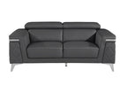 1140 Divanitalia 2-Piece Sofa Set with Adjustable Headrest in Top-grain Italian Leather - Dark Grey - SKU 1140-DK-GREY-2PC - view 7