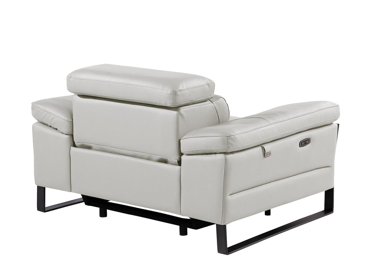 1246 Divanitalia Power Reclining Arm Chairwith Power Headrests - Top Grain Italian Leather - Light Grey - SKU 1246-LT-GREY-CH - view 4