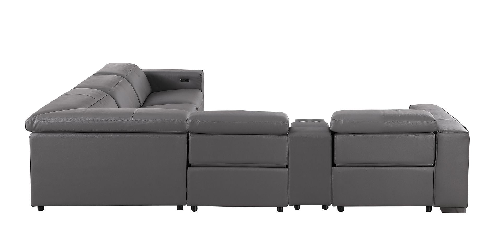 1208 6-Piece L-Shaped Leather Reclining Sectional Sofa with 3 Power Recliners