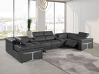 1126 Divanitalia 8-Piece U-Shaped Sectional Sofa in Top Grain Italian Leather with 2 Power Recliners & Power Headrests - Dark Grey - SKU 1126-DK_GREY-8PC-2PWR-U-SECTIONAL-GROUP - view 2