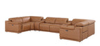 9762 Divanitalia 8-Piece U-Shaped Top Grain Italian Leather Sectional Sofa with 4 Power Recliners