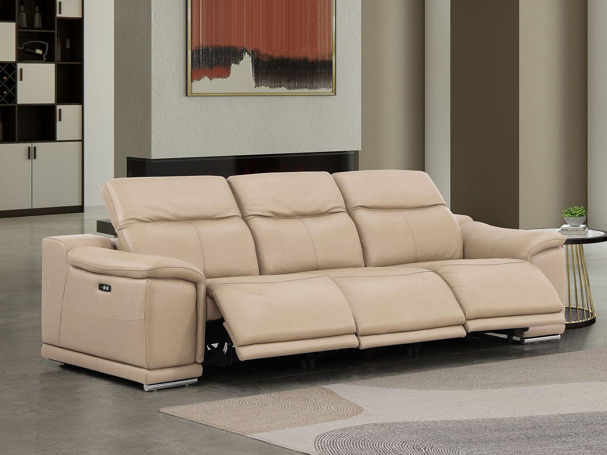 2679 Genuine Leather Sofa with 3 Power Recliners - Beige - SKU 2679-BEIGE-3.3-HT - view 2