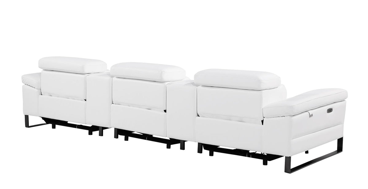 1246 Divanitalia Modular Power Triple Reclining Dual Console Sofa with Power Reclining Headrests - Top Grain Italian Leather - White - SKU 1246-WHITE-5.3-HT - view 6