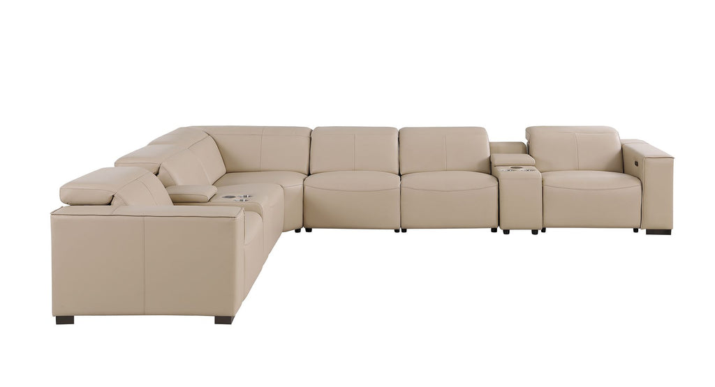 1208 8 Piece L-Shaped Leather Sectional Sofa with 4 Power Recliners & Power Headrests
