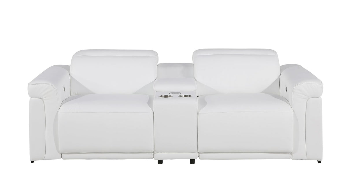 1126 Divanitalia 6-Piece Modular Power Reclining Sofa and Console Loveseat Set in Top Grain Italian Leather with 5 Power Recliners & Power Headrests - White - SKU 1126-WHITE-6.5-HT - view 8