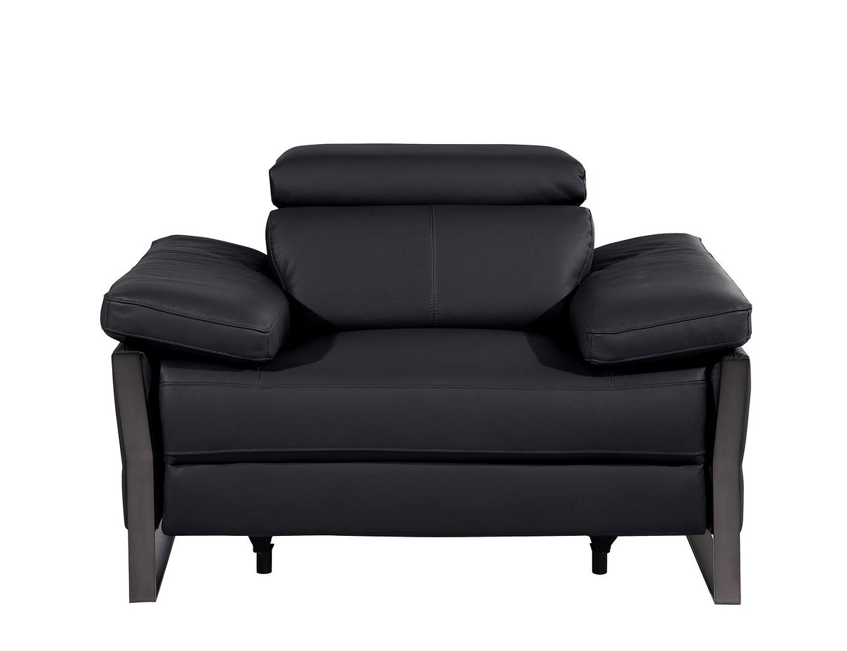 1246 Divanitalia Power Reclining Arm Chairwith Power Headrests - Top Grain Italian Leather - Black - SKU 1246-BLACK-CH - view 3