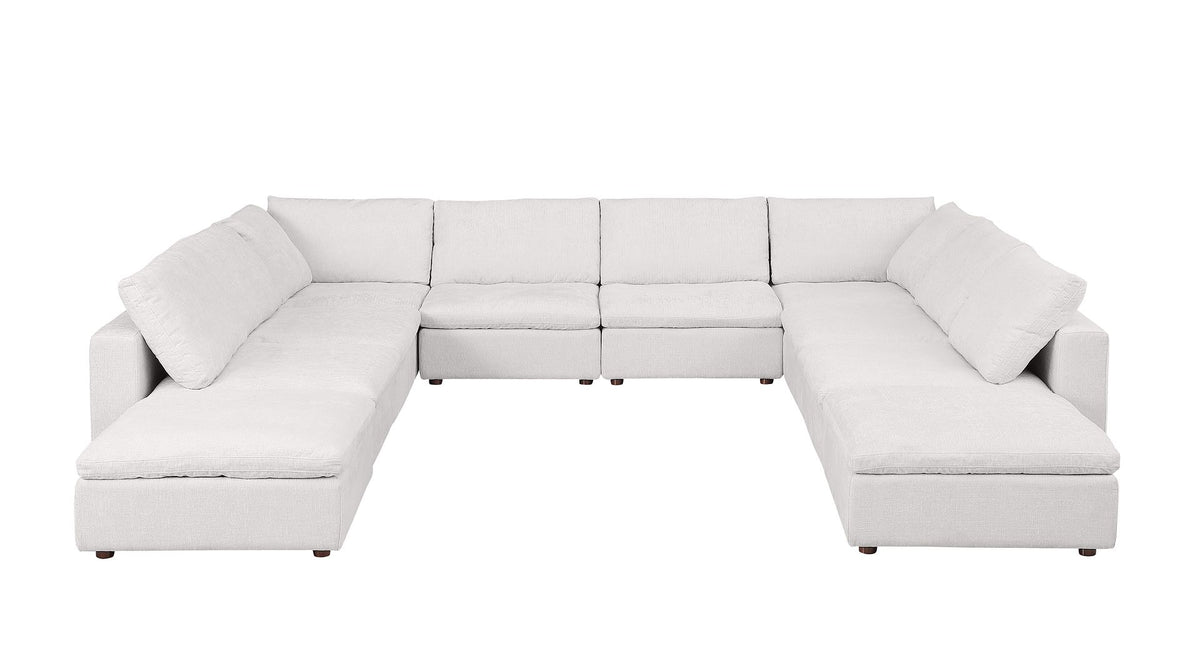 1100 Divanitalia 10-Piece U-Shaped Sectional Sofa with Chaise - Pearl - SKU 1100-LT-GREY-FABRIC-10.8-U-CHAISE - view 2