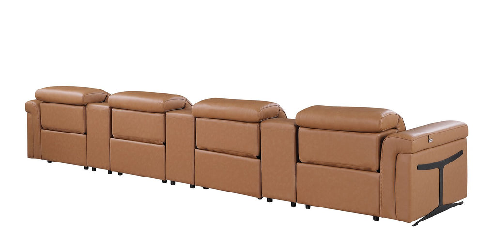1126 Divanitalia 7-Piece Modular Power Reclining Sofa in Top Grain Italian Leather with 4 Power Recliners & Power Headrests - Cognac - SKU 1126-COGNAC-7.4-HT - view 6