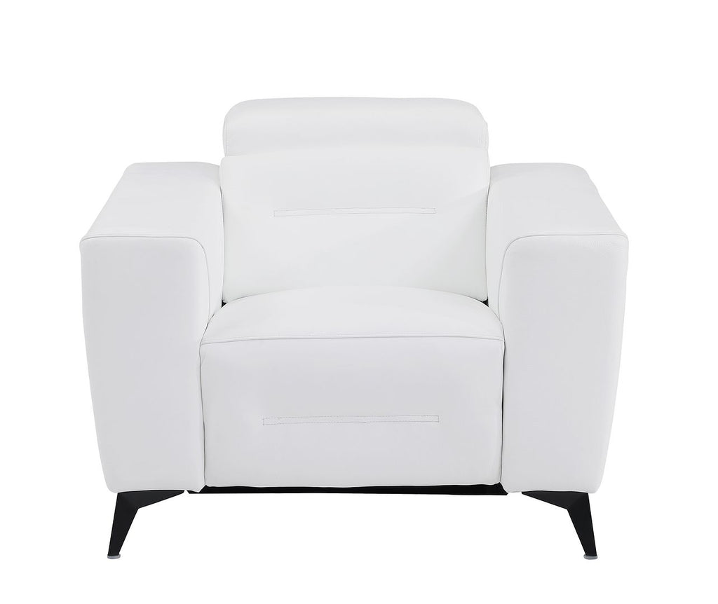 989 Divanitalia Power Reclining 3-Piece Sofa Set with Power Headrest in Top-grain Italian Leather - White - SKU 989-WHITE-3PC - view 7