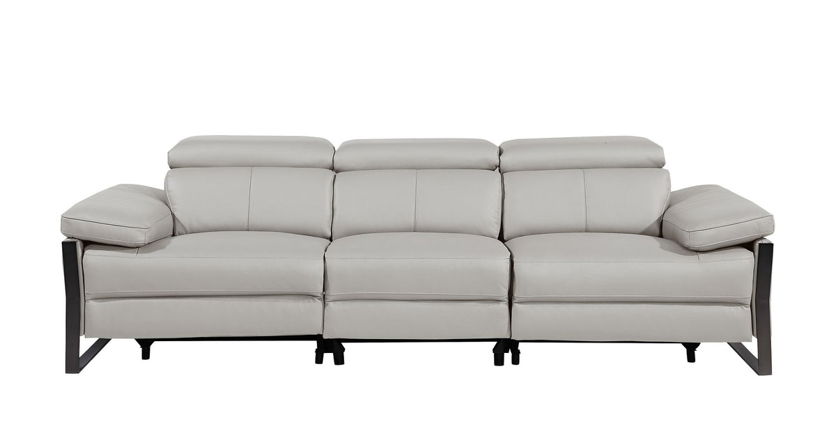 1246 Divanitalia Modular Power Triple Reclining Sofa with Power Reclining Headrests - Top Grain Italian Leather - Light Grey - SKU 1246-LT-GREY-3.3-HT - view 3