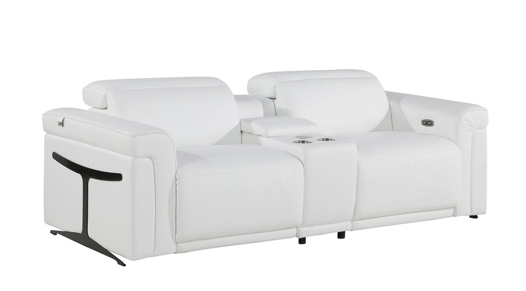 1126 Divanitalia 3-Piece Modular Power Reclining Loveseat in Top Grain Italian Leather with 2 Power Recliners & Power Headrests