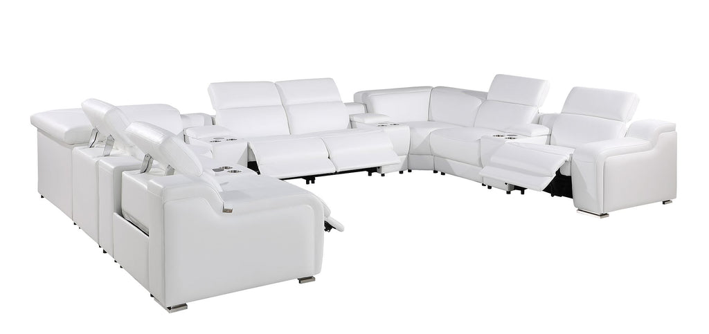 1116 Divanitalia 12-Piece U-Shaped Sectional Sofa in Top Grain Italian Leather with 4 Power Recliners & Power Headrests