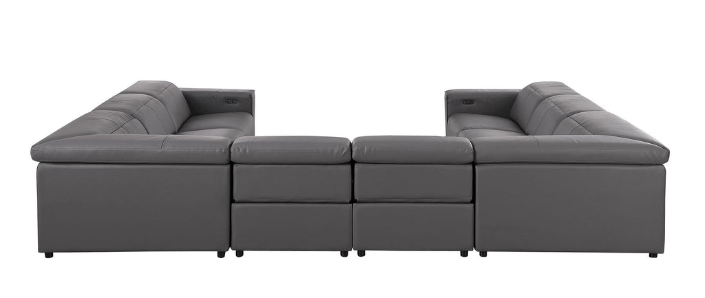 1208 8 Piece U-Shaped Leather Sectional Sofa with 4 Power Recliners & Power Headrests