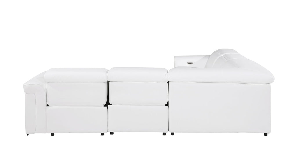 1126 Divanitalia 5-Piece L-Shaped Sectional Sofa in Top Grain Italian Leather with 3 Power Recliners & Power Headrests - White - SKU 1126-WHITE-SEC-5PC-3PWR-SECTIONAL-GROUP - view 6