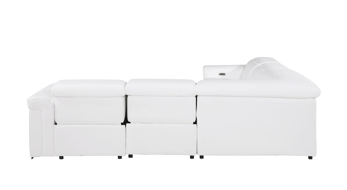 1126 Divanitalia 5-Piece L-Shaped Sectional Sofa in Top Grain Italian Leather with 3 Power Recliners & Power Headrests - White - SKU 1126-WHITE-SEC-5PC-3PWR-SECTIONAL-GROUP - view 6