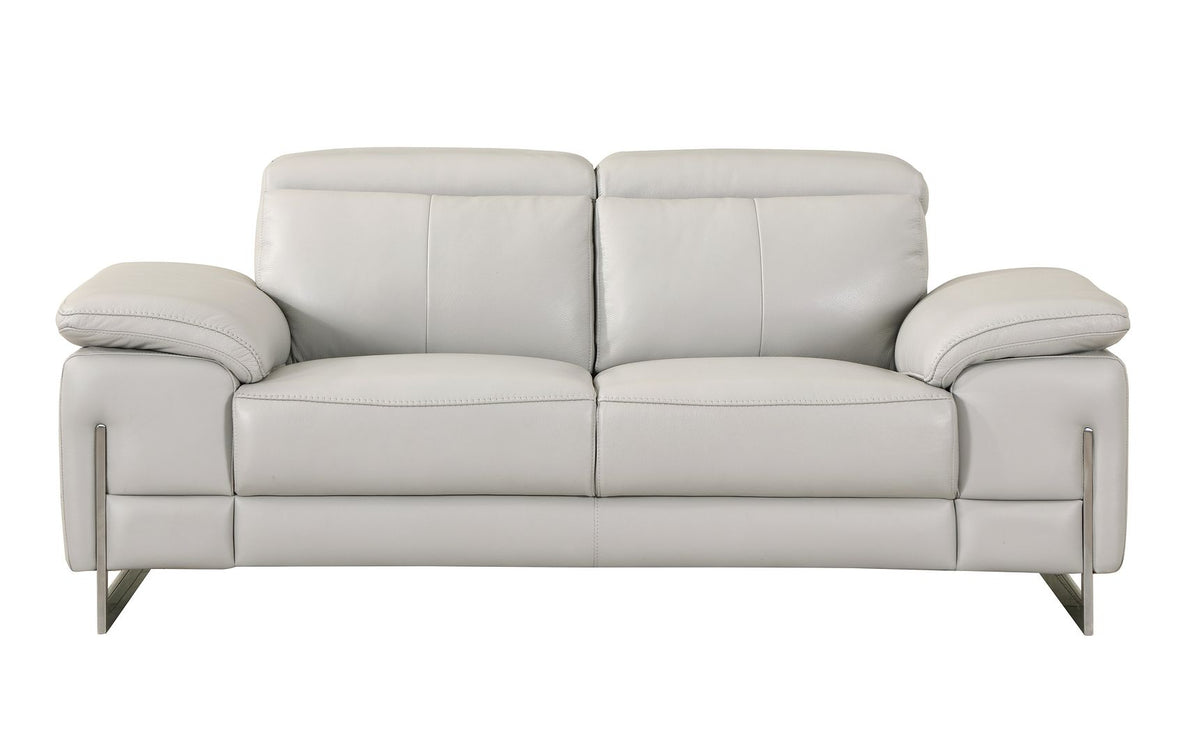 636 Divanitalia Loveseat with Adjustable Headrest in Top-grain Italian Leather - Light Grey - SKU 636-L-LIGHT GRAY